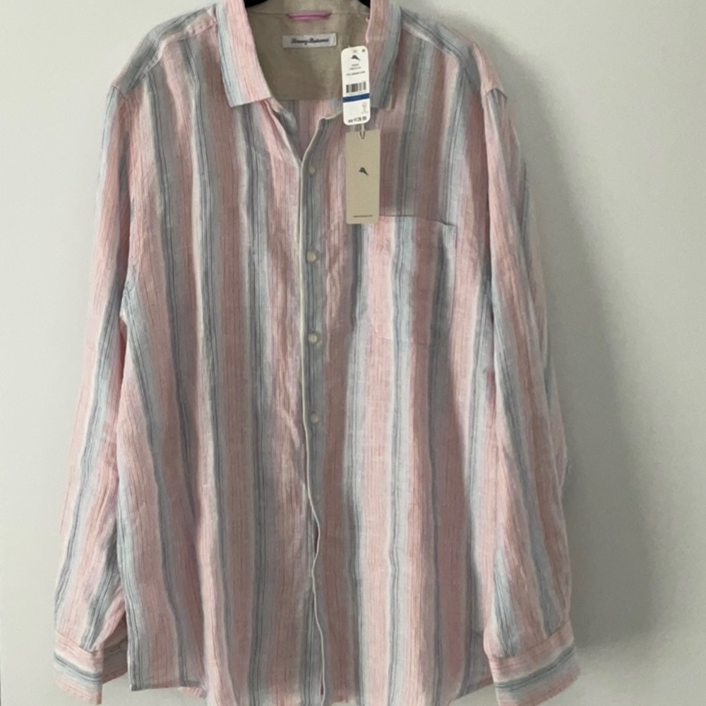 Tommy Bahama Pink and Blue Casual Button Down Shirt